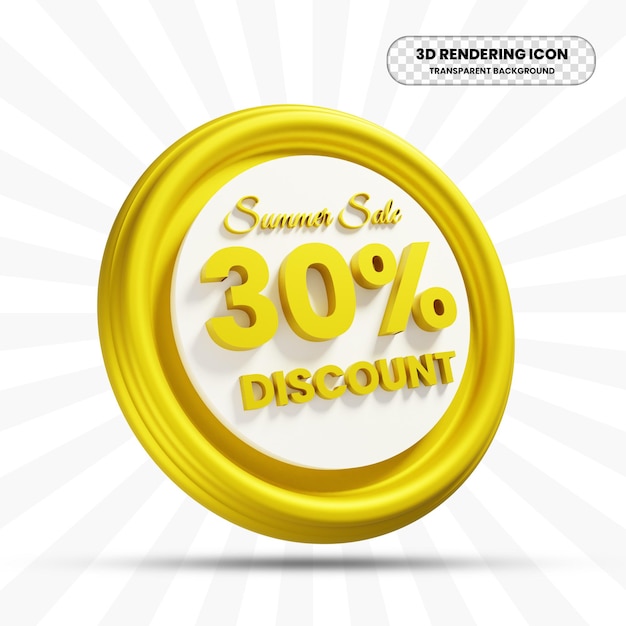 Summer sale discount offer icon in 3d rendering