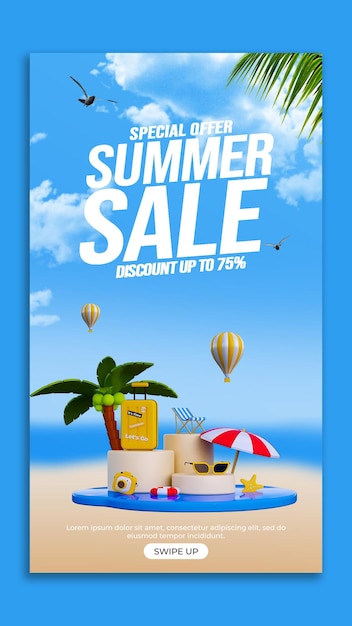 summer sale discount promotion social media instagram stories banner template