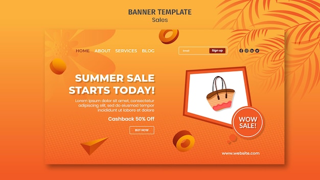 Summer sale horizontal banner template