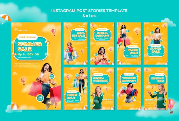 PSD summer sale instagram stories template