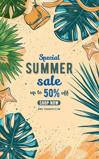 Summer sale offer social media post and banner template