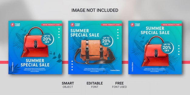 Summer sale social media post template