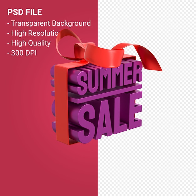 Summer sale with bow and ribbon 3d design isolated 