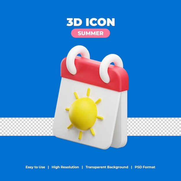 Summer season with 3d render icon illustration