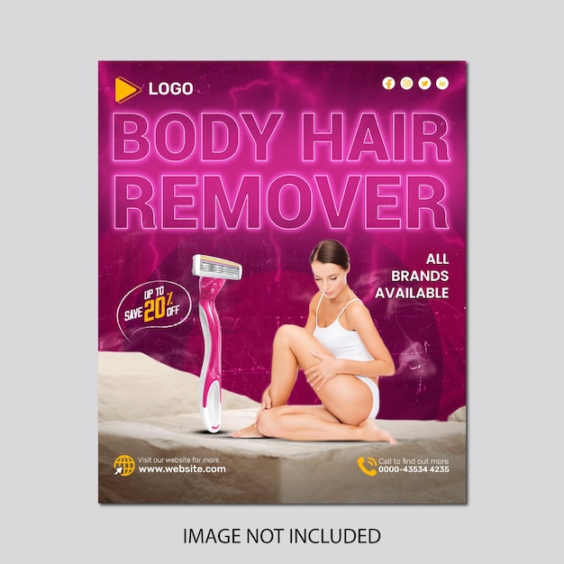 Summer special hair remover sale instagram and facebook banner poster template design