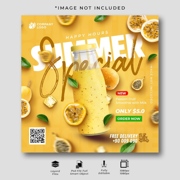 Summer Special Passion Fruit Smoothie Social Media Campaign Instagram Post