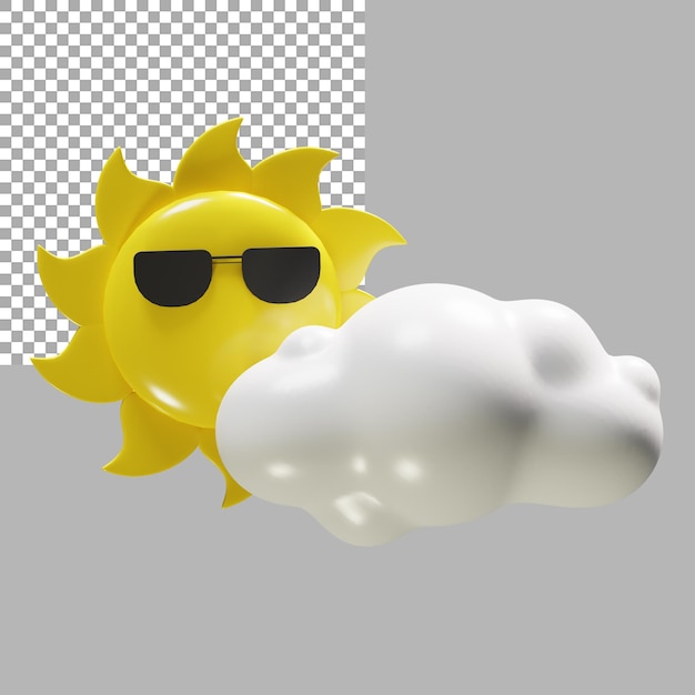 summer sun cloud 3d render illustration