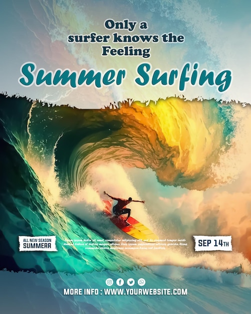 summer surfing party poster Template design