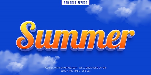 Summer text effect with editable 3d font effect