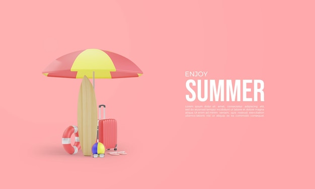 Summer time 3d rendering template