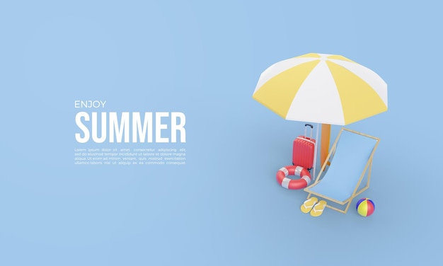 Summer time 3d rendering template