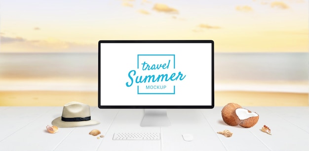 Summer travel display mockup scene creator