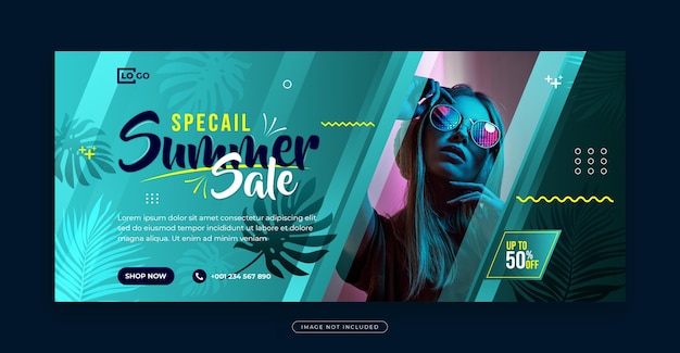 PSD summer tropical party banner and summer fashion sale banner template