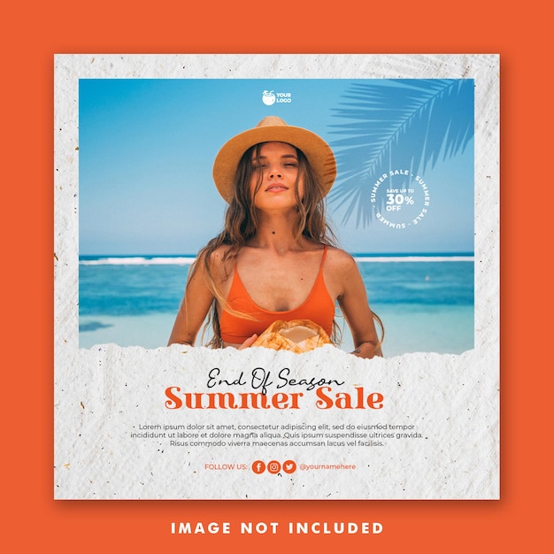 PSD summer vacation social media post banner template