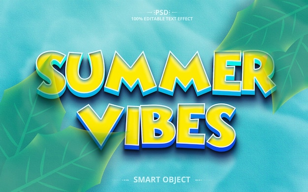 Summer Vibes 3d PSD creative Text Effect Design