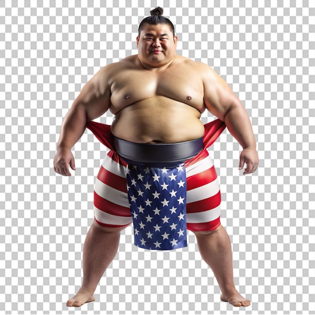 PSD sumo american wrestler on transparent background