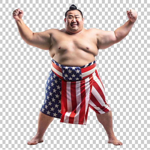 PSD sumo american wrestler on transparent background