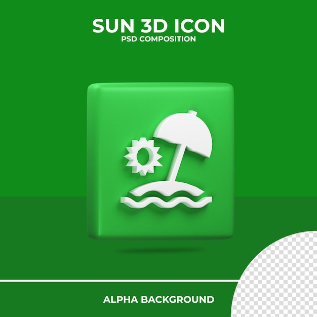 Sun 3d rendering icon summer  