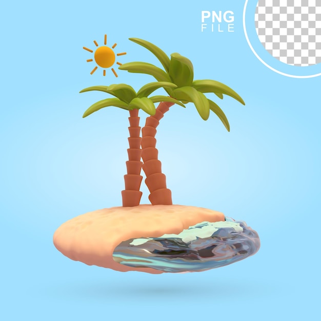 Sun Kissed Beach 3D Icon of Two Palm Trees by the Shore under the Sun