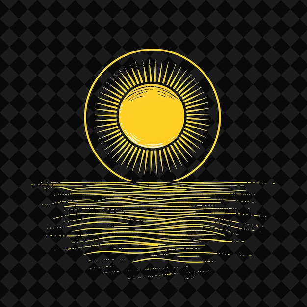 PSD sun neon sun inside a silhouette bright yellow circle landsc png y2k neon space designs