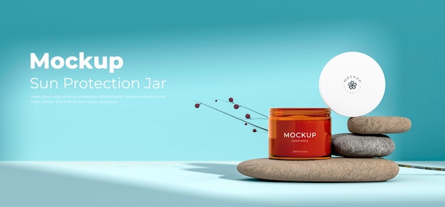 Sun protection jar mockup design