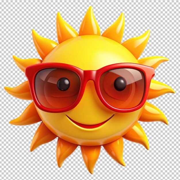 sun in red glasses on transparent background