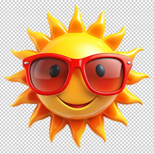 sun in red glasses on transparent background