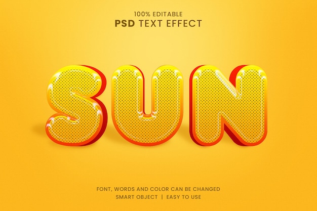 Sun text effect with summer style