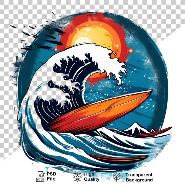 Sun and Waves Graphic TShirt Design with Transparent Background