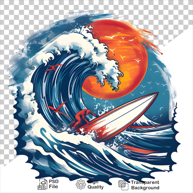 Sun and Waves TShirt Design on Transparent Background