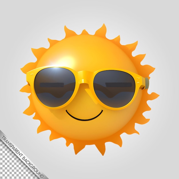 Sun wears dark glasses transparent background