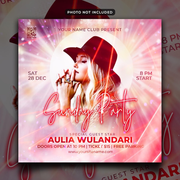 Sunda party flyer social media post and web banner