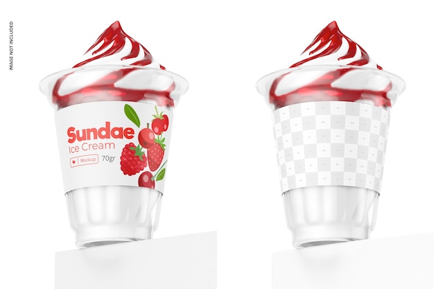 Sundae Ice Cream Cup on Podium Mockup