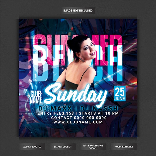 Sunday beach party flyer template