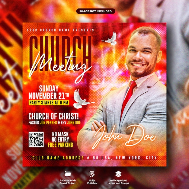 Sunday church conference flyer and social media web banner template