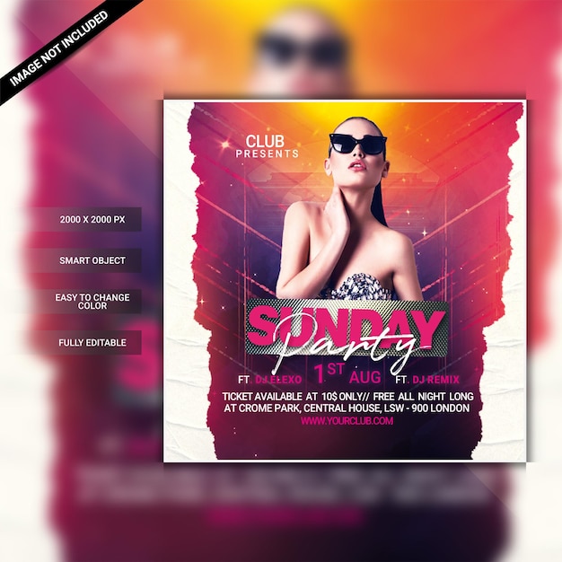 Sunday club night party flyer template