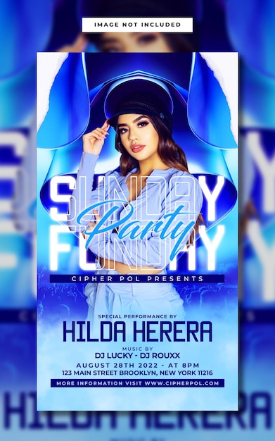 Sunday funday party flyer social media story template