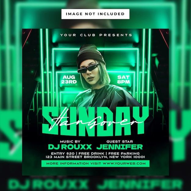 Sunday hangover club party flyer template