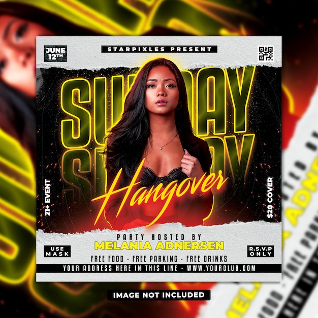 Sunday night party club dj flyer template designs