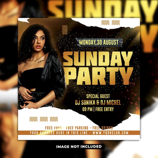 Sunday night party club dj flyer template designs