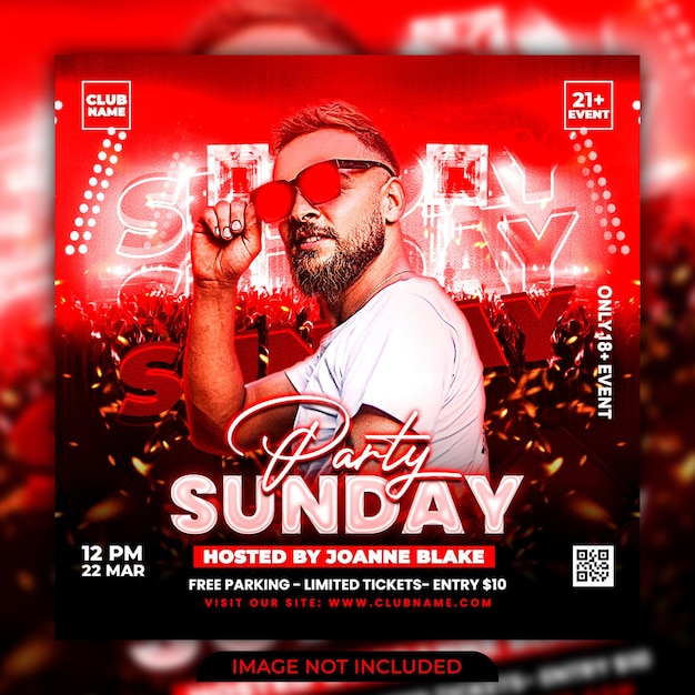 Sunday Party flyer social media post and web banner