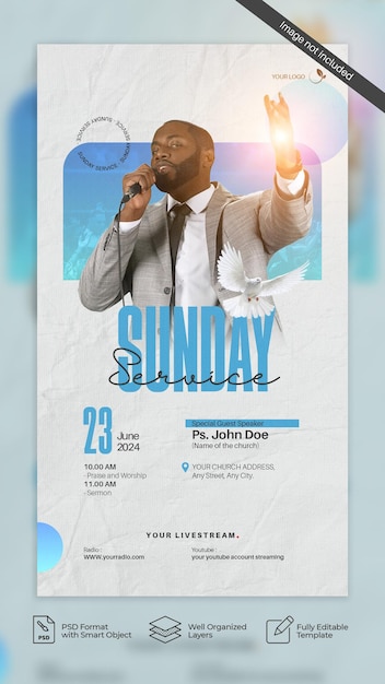 Sunday Service Church Design Social Media Story And Flyer Template 01