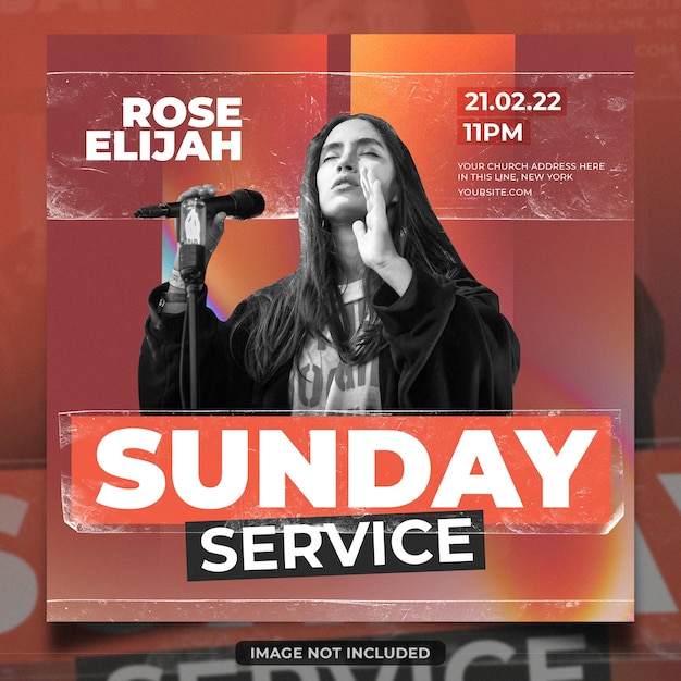 Sunday service church flyer template social media post