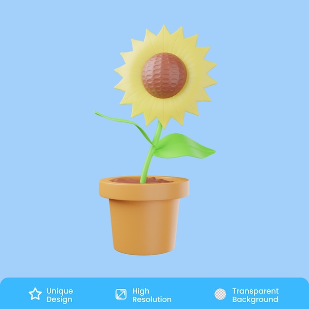 Sunflower 3D Illustration