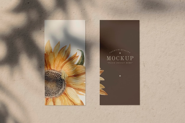 PSD sunflower design menu card mockup