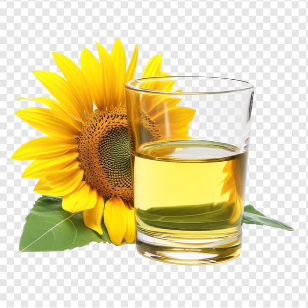 PSD sunflower oil in glass isolated on transparency background psd