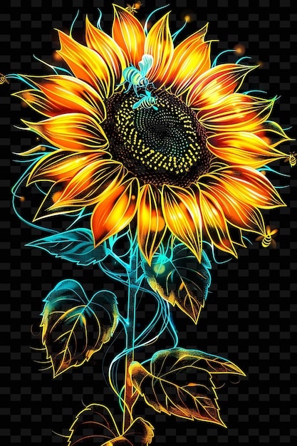 a sunflower with butterflies in the background