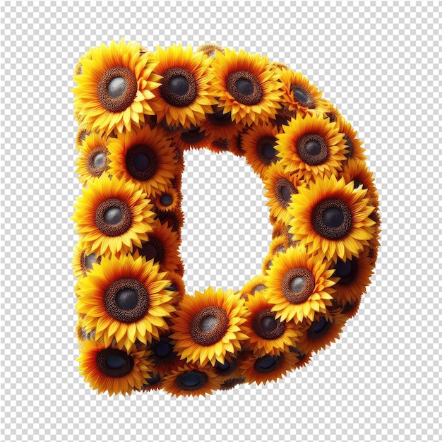 sunflowers with the letter b on a transparent background