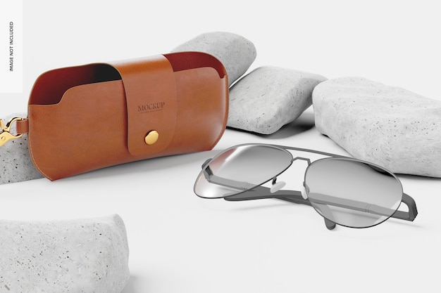 Sunglasses Holder Bag Mockup, Leaned