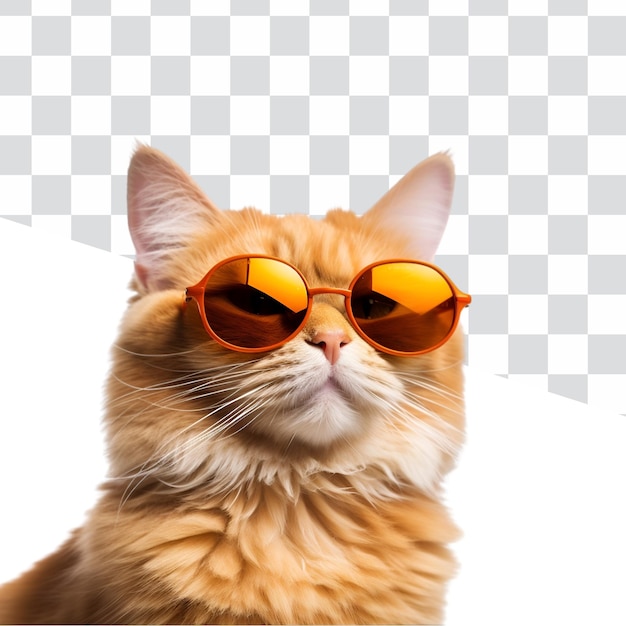 In sunglasses and ready for summer the cool orange cat is beautiful